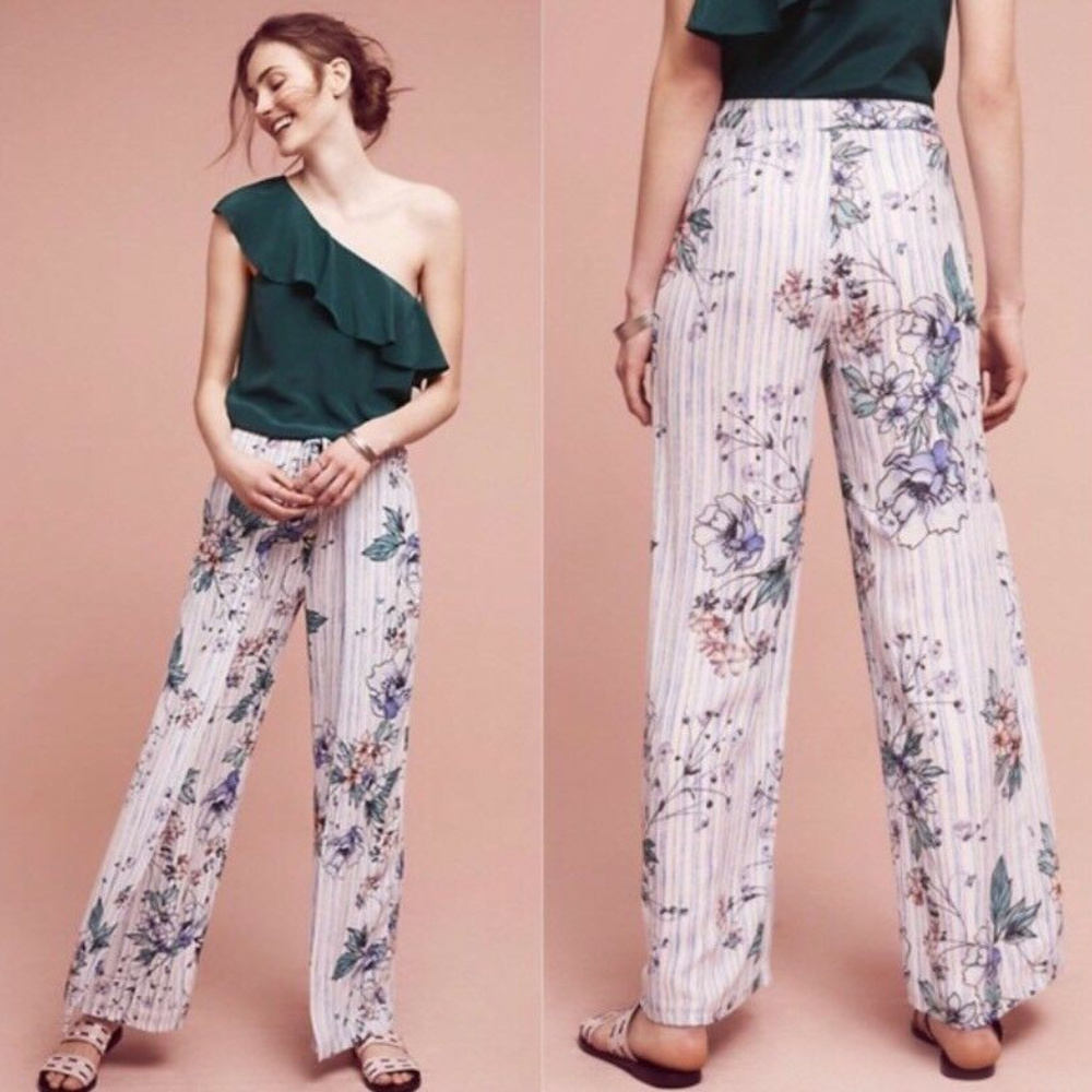 Greylin Blue Lavender Floral Flower Print Pants